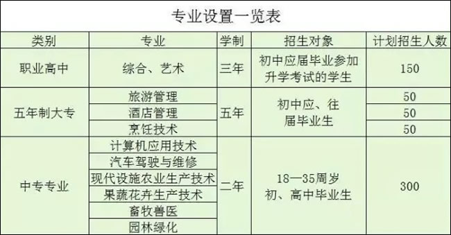 宜川县职教中心专业设置