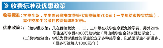 宜宾市职业技术学校(原宜宾商业职业中等专业学校)收费标准