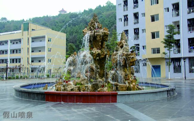 四川省南部中学假山喷泉